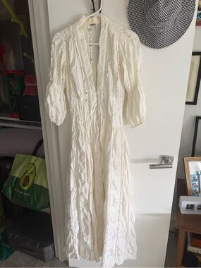 cult gaia Ivory Textured Maxi Dress